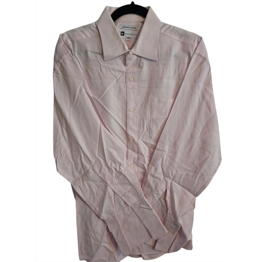 Bachrach Mens Dress Shirt 16.5 32/33 Light Pink Superfine 100s 2-Ply Cotton L/S